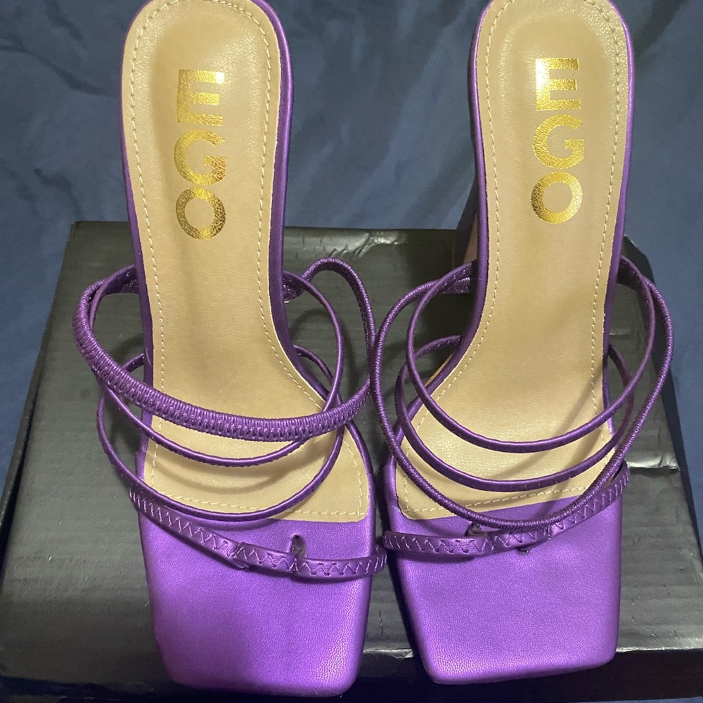 Purple block heels